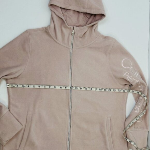 Calvin Klein Performance 1X Light Gray/Brown Full-Zip Long Sleeve Fleece Hoodie - Picture 4 of 15